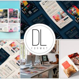 AQUADRATA IWONA CASTIELLO D'ANTONIO - Zestawienie materiałów reklamowych i identyfikacji wizualnej: ulotki turystyczne, wizytówki z elementami brandingu, katalogi edukacyjne, prezentowane na biurku grafika z komputerami w tle.