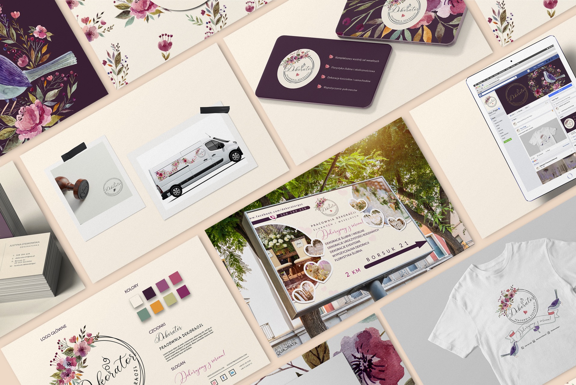 Identyfikacja wizualna i szereg innych projektów dla firmy eventowej z branży ślubnej