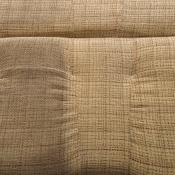 MARTOM Martyna LANGER - Zbliżenie na teksturowaną, beżową tapicerkę kanapy z widocznymi wgłębieniami po guzikach, ukazującą splot materiału.