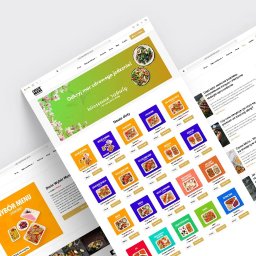 goweb_pl - Responsywny układ strony internetowej cateringu dietetycznego na trzech ekranach laptopów, prezentujący menu, promocje i artykuły blogowe. Minimalistyczny design.