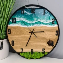 Piękne zegary! Drewno + żywica + mech!