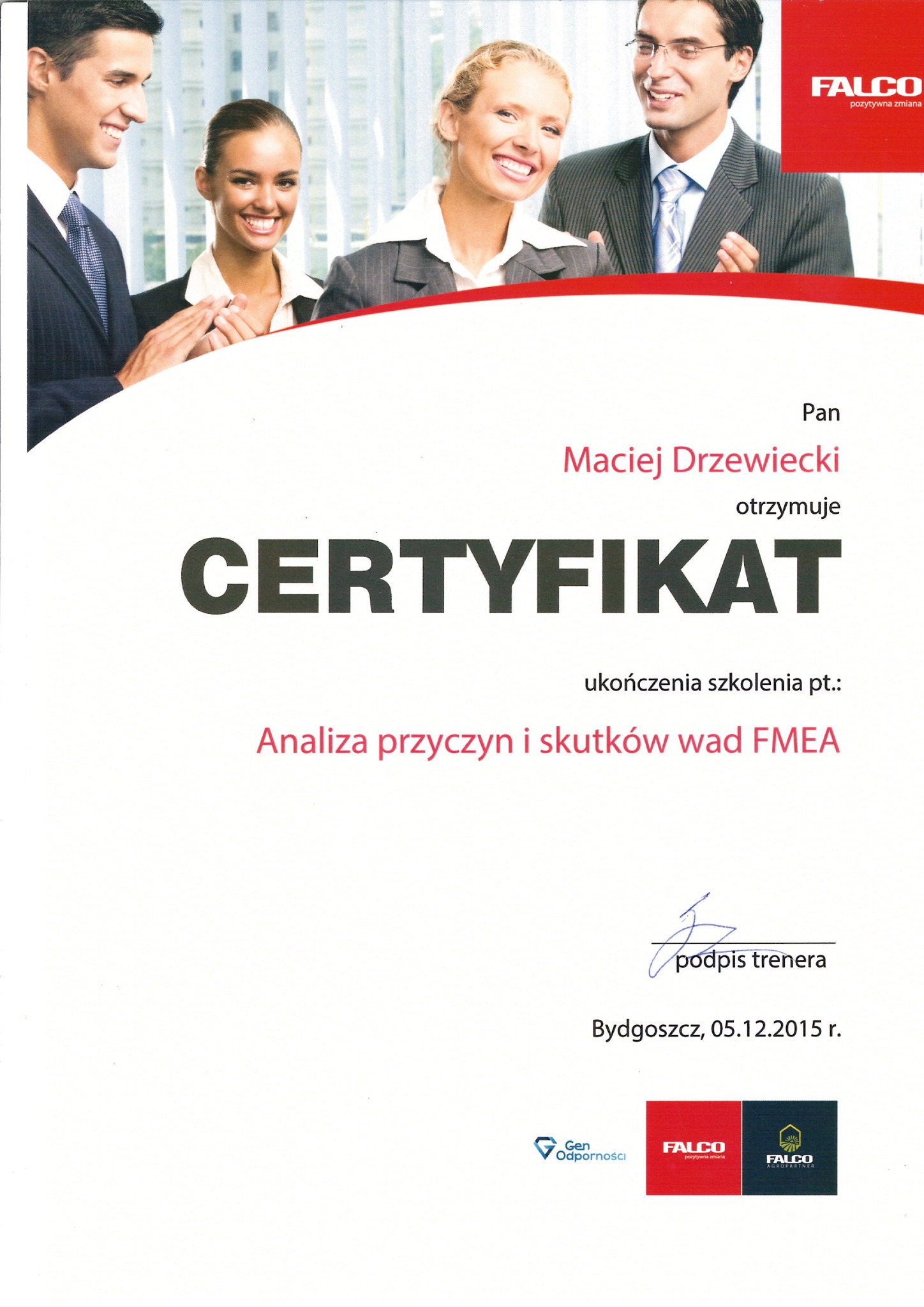 Certyfikat FMEA