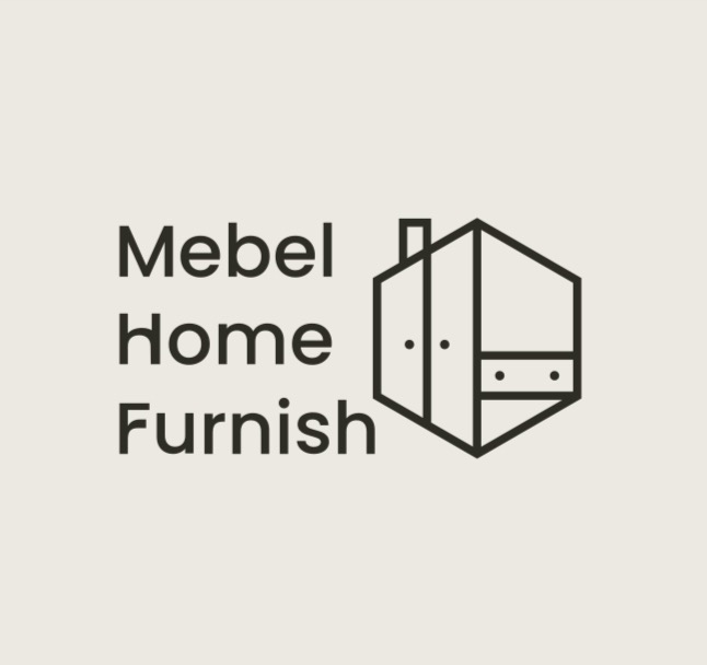 Logo firmy meblowej: minimalistyczny rysunek szafy wbudowanej w kształcie domu obok tekstu 'Mebel Home Furnish'.