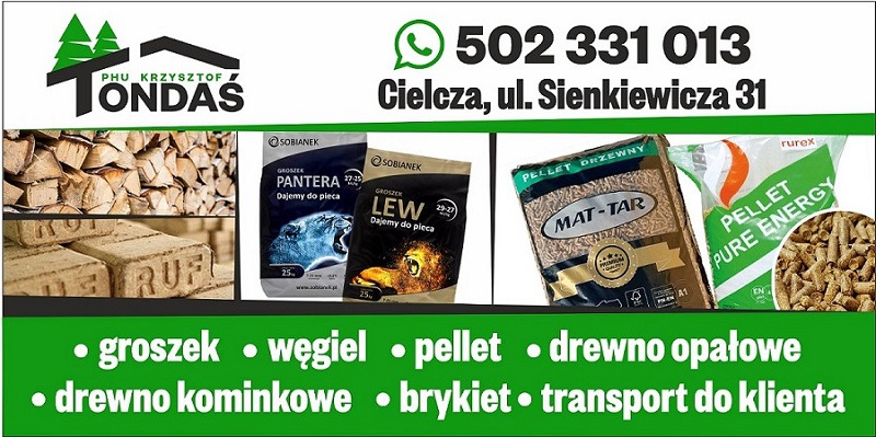 Oferta opału: drewno kominkowe, brykiet RUF, ekogroszek (Pantera, Lew), pellet drzewny (Mat-Tar, Pure Energy). Kontakt i adres firmy na górze.