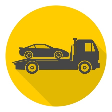 Ikona lawety z sylwetką sportowego samochodu na żółtym tle.