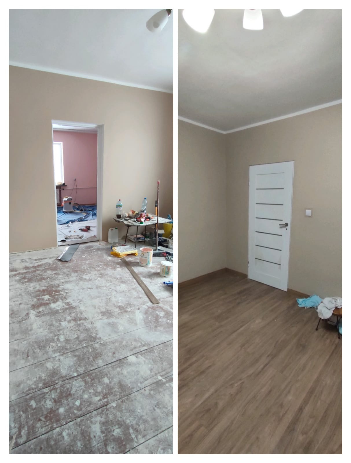 Układanie paneli i montaż drzwi