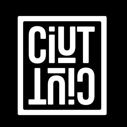 Białe logo z napisem CIUT w kwadracie na czarnym tle, odwrócone w pionie.