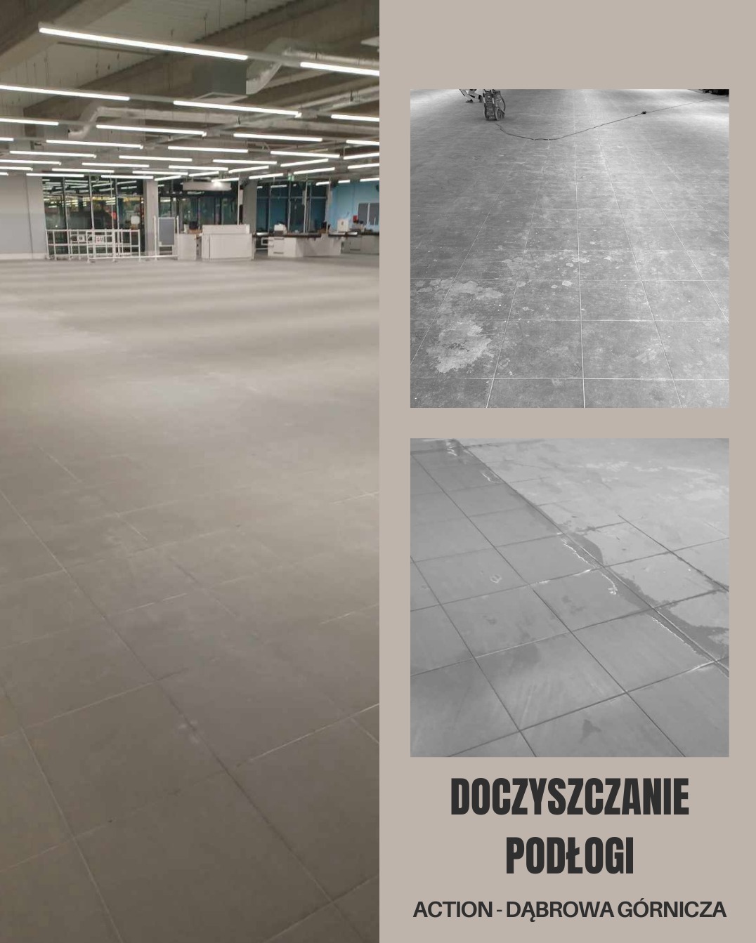 Doczyszczanie podłogi w sklepie sieciowym Action