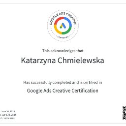 Certyfikat Google Ads kreacje