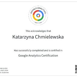 Certyfikat Google Analytics