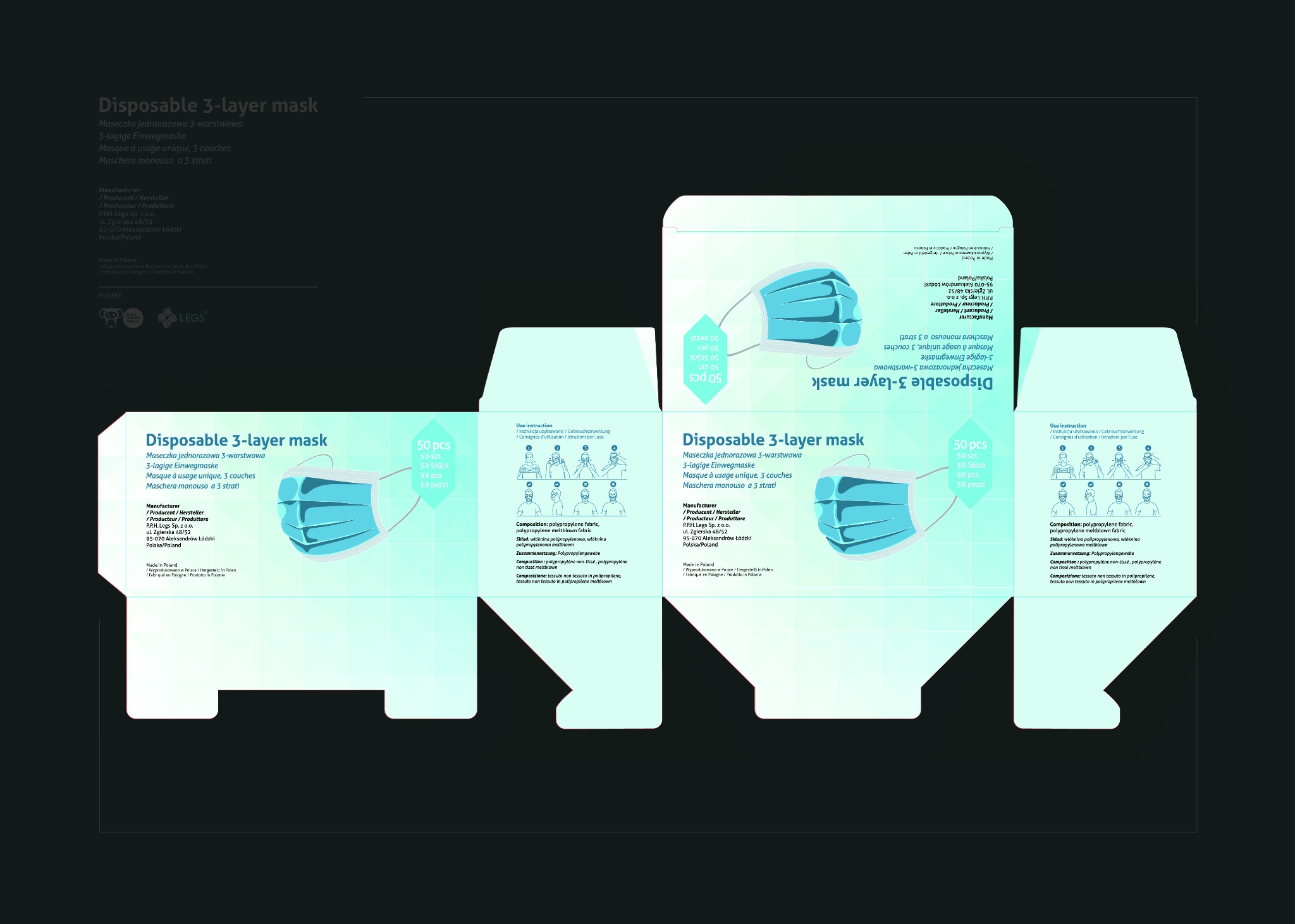 Projekt pudełka na maseczki