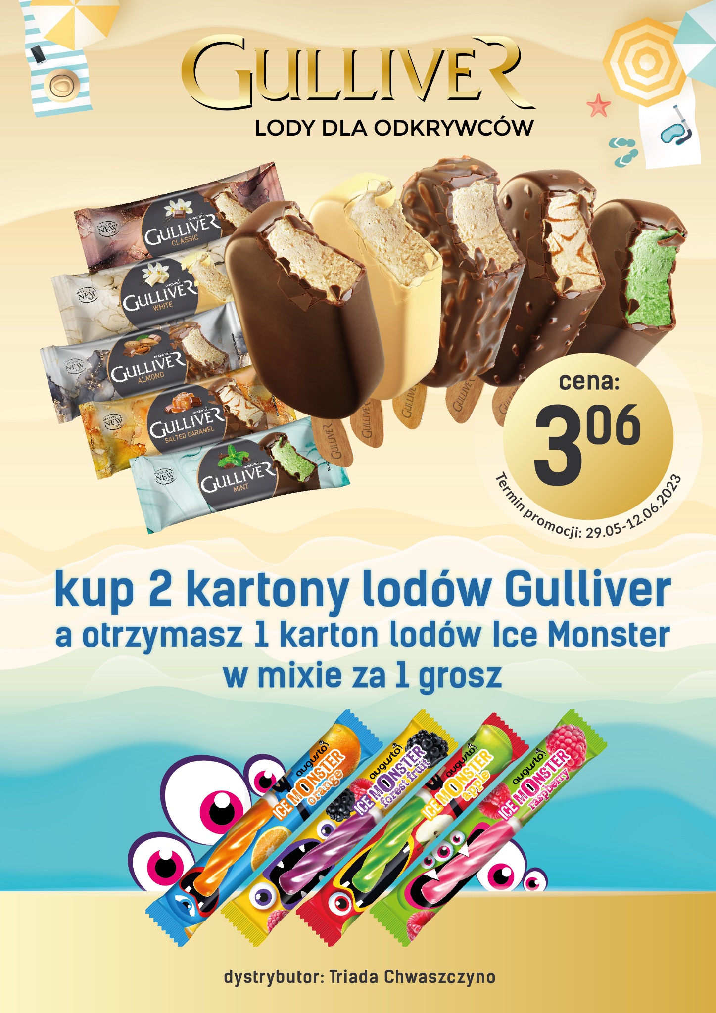 Plakat lodów Gulliver