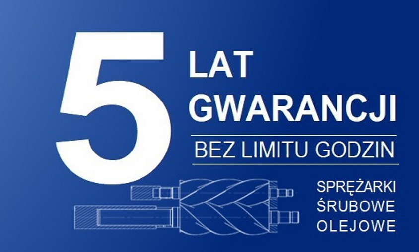 Gwarancja 5 lat na wszystkie sprzedawane kompresory śrubowe P.P.S. AIRPOL