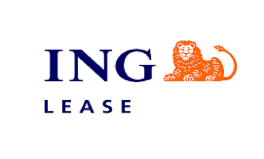 Logo ING Lease z pomarańczowym lwem po prawej stronie.