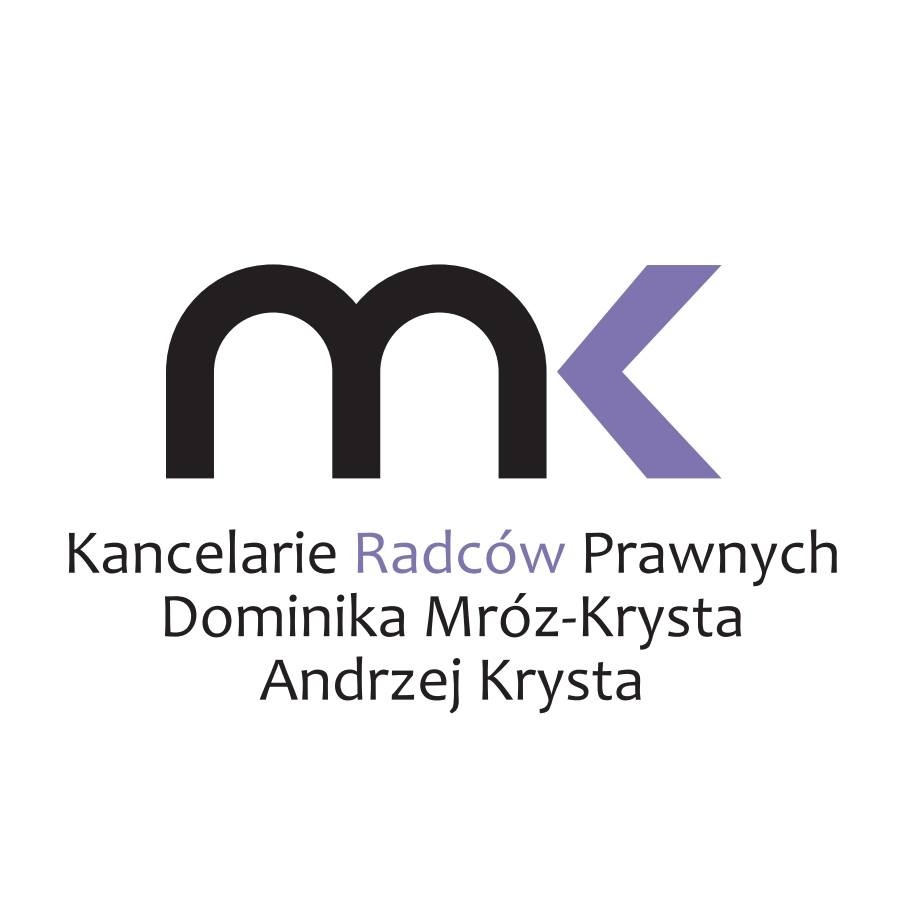 Logo kancelarii radców prawnych Dominiki Mróz-Krysta i Andrzeja Krysty w Krakowie, z inicjałami 'mk' w nowoczesnej stylistyce.