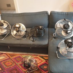 Sześć cyrkulatorów powietrza o niskim poborze mocy.