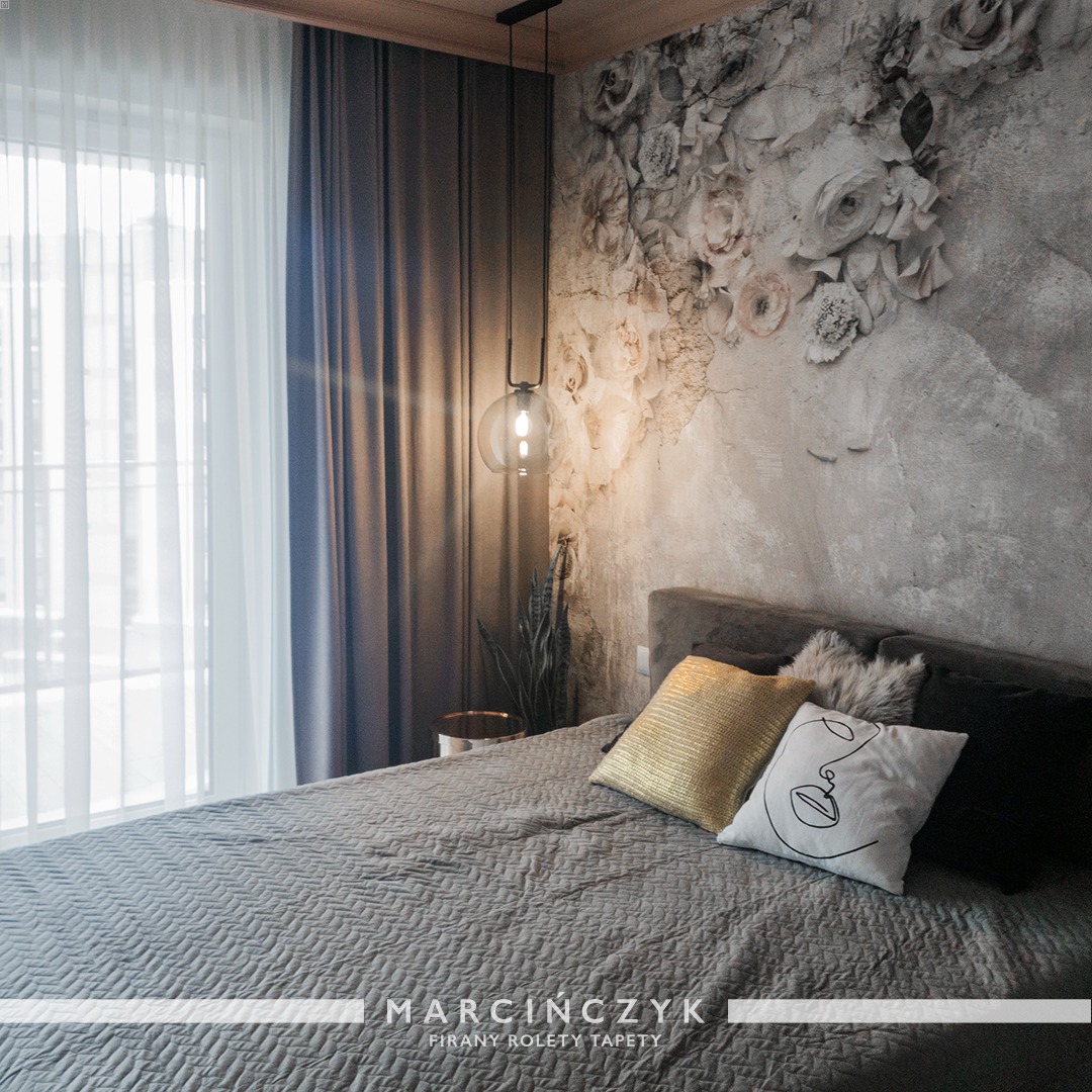 Zasłony i firany do eleganckiej sypialni.