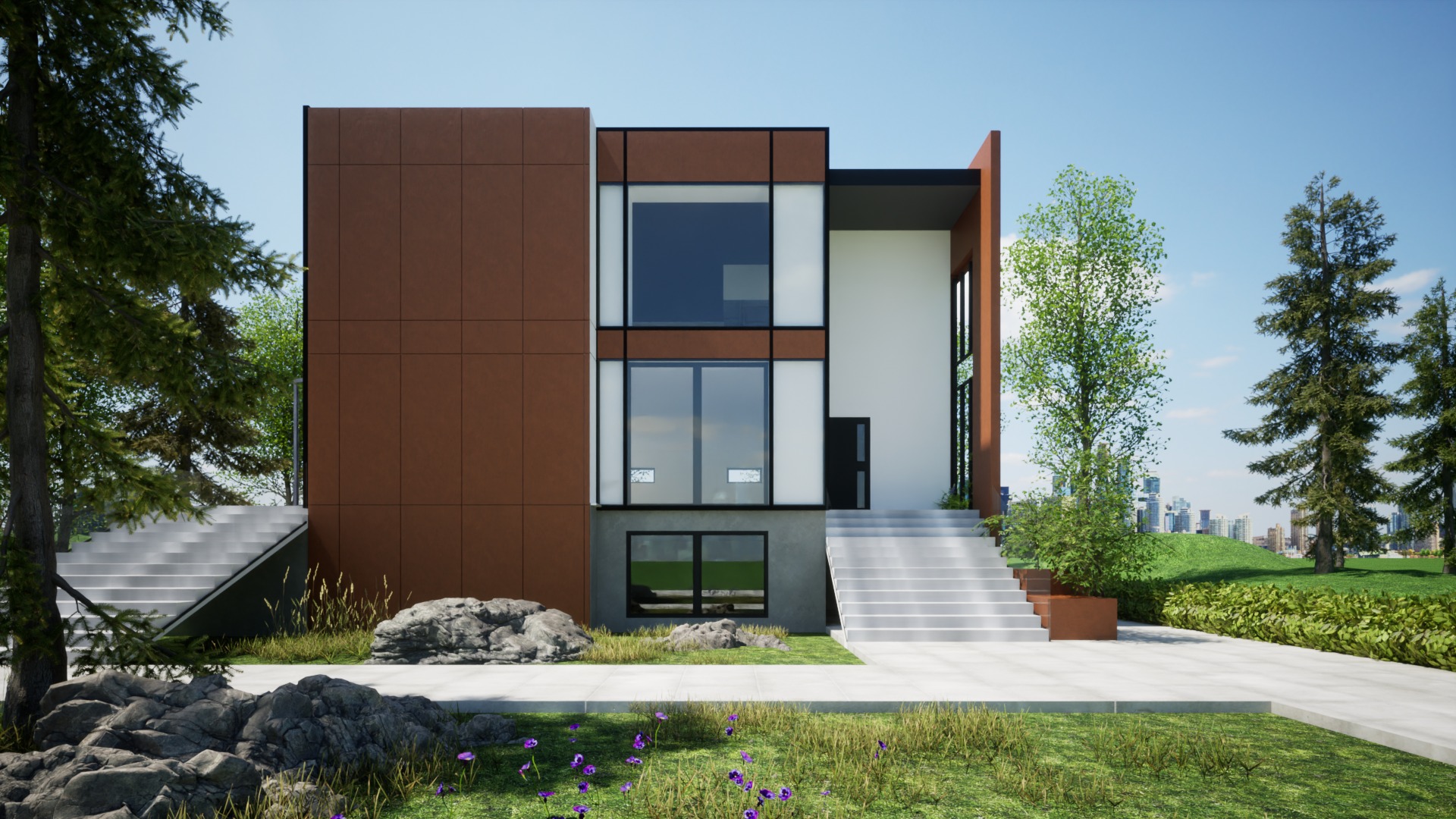 Remont elewacji domku typu kostka.