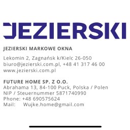 Gwarancja przez współpracę z producentem okien Jezierski. 
Jesteśmy bezpośrednim dystrybutorem od producenta. 
Zachowanie gwarancji i profesjonalizmu. 