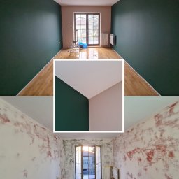 Wyrównanie ścian cienką warstwą gładzi oraz pomalowanie pomieszczenia.