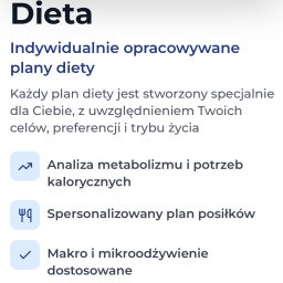 Mobilne Studio Masażu - Indywidualnie opracowywane plany diety z analizą metabolizmu, spersonalizowanym planem posiłków i dostosowaniem makro i mikroodżywienia.