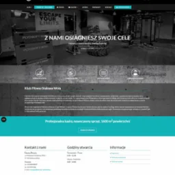 Witryna Fabryki Zdrowia: nowoczesny design z elementami graficznymi, boksy plyosoft i hasło 'Z nami osiągniesz swoje cele'. Estetyczny układ strony.