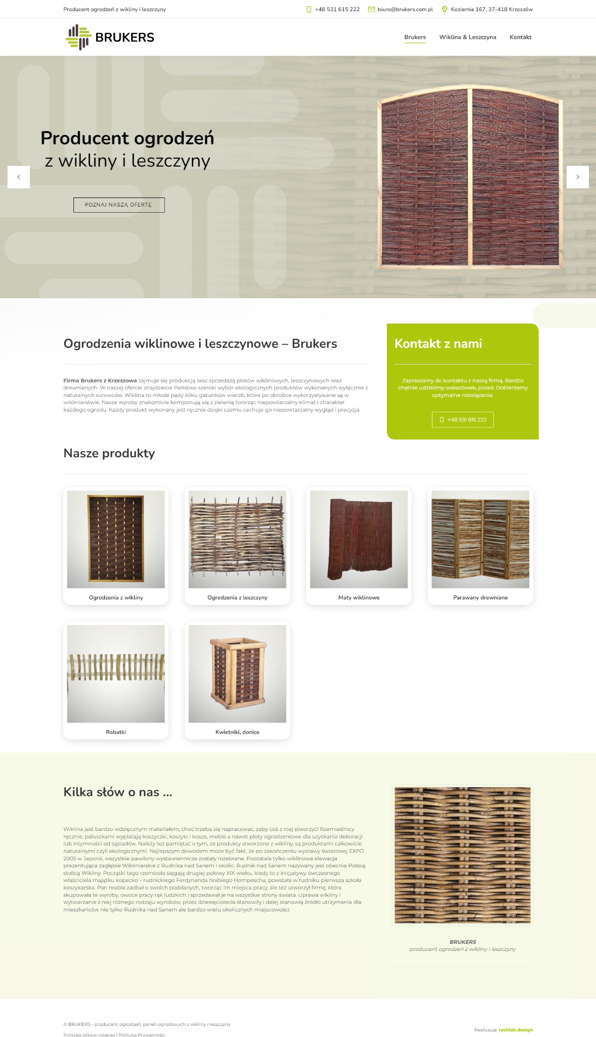 Wiklinowe ogrodzenie od Brukers z Jarocina. Estetyczne, ręcznie wyplatane panele z naturalnych materiałów. Idealne do ogrodu, balkonu lub na taras.