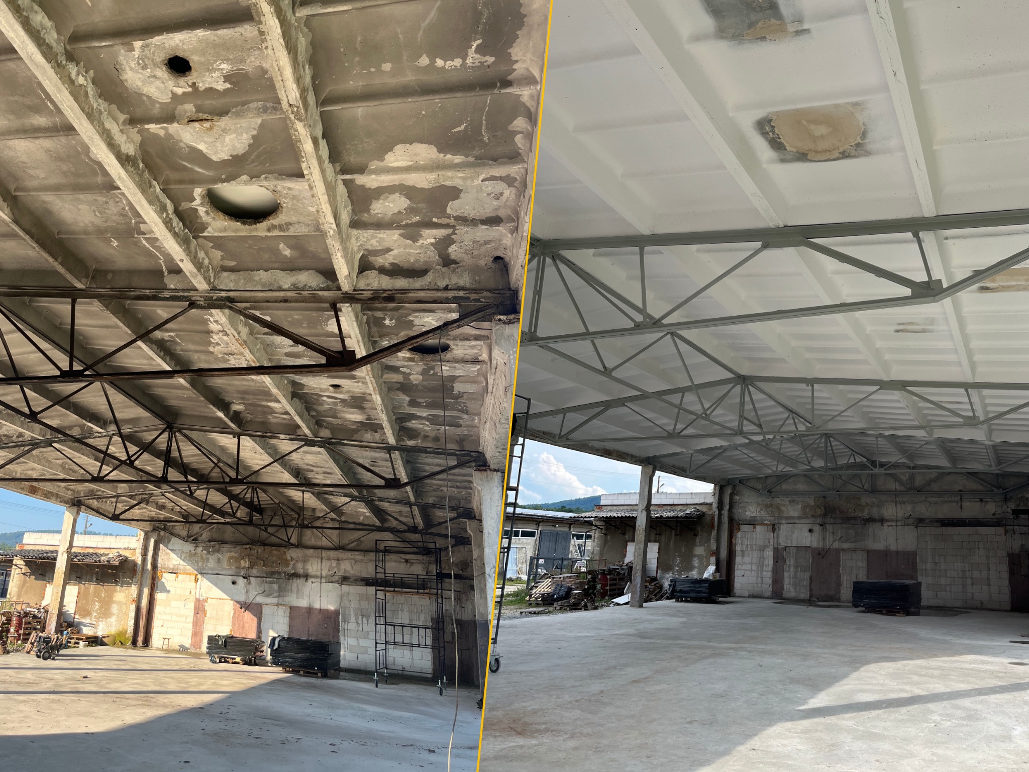 Mycie i malowanie hydrodynamiczne hali przemysłowej,