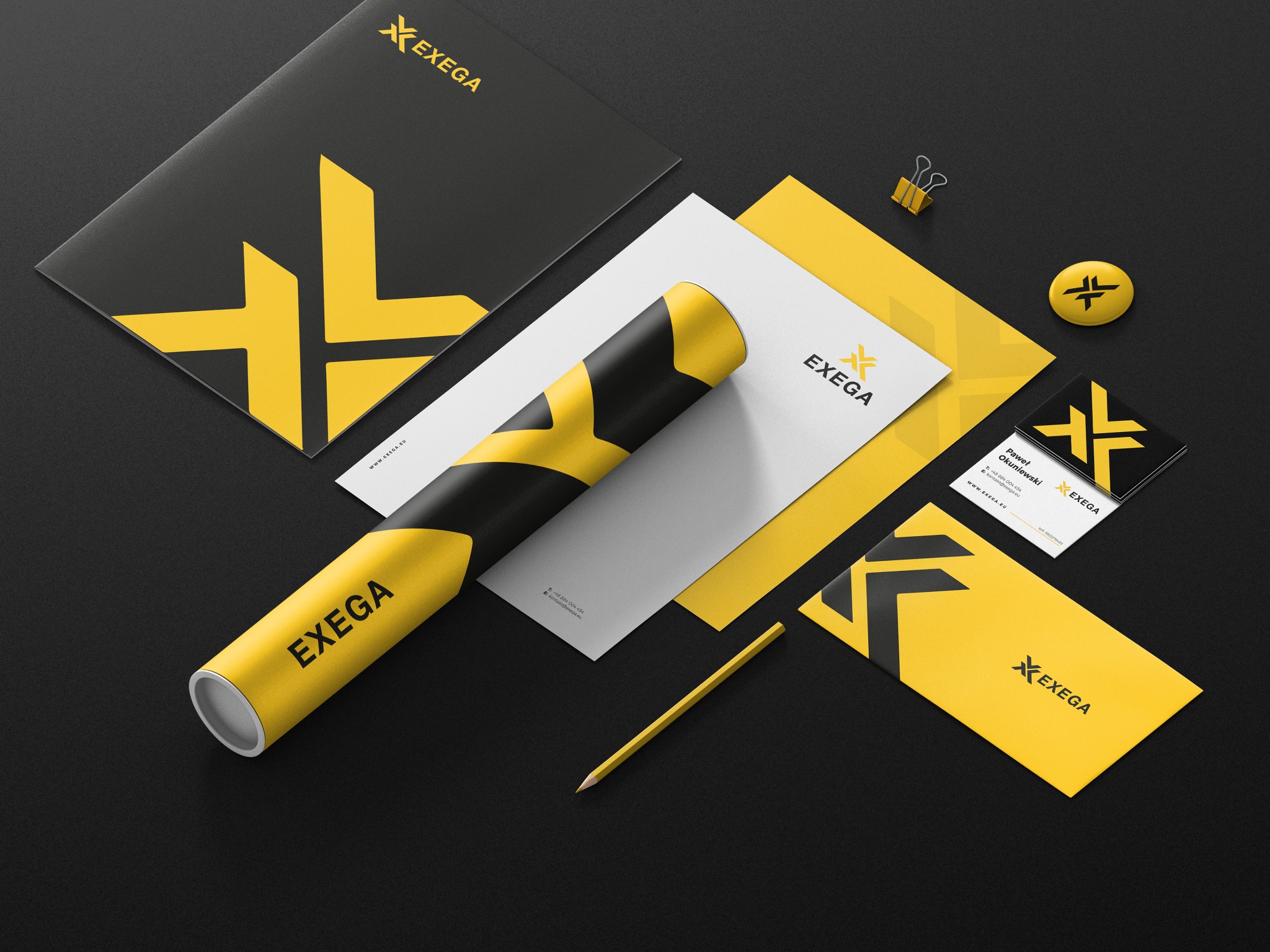 Projekt identyfikacji wizualnej dla firmy Exega