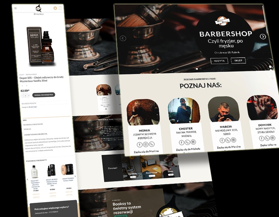 Wizytówka oraz system bookingowy barbershopu