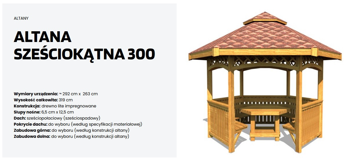 Altanka sześciokątna o przekątnej 3 metry