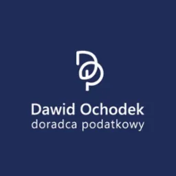 Logo firmy Dawid Ochodek doradca podatkowy na granatowym tle. Minimalistyczny znak graficzny z inicjałami.