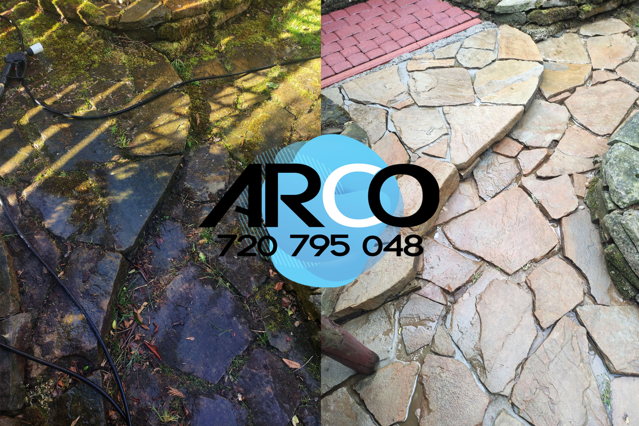 Czyszczenie 20-letniego kamienia naturalnego wraz z dezynfekcją