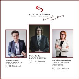 Dwa oddziały - woj. małopolskie i śląskie 
Jakub Spalik: j.spalik@spaliksodokancelaria.pl
Piotr Sodo: p.sodo@spaliksodokancelaria.pl
Ida Pietrzykowska: i.pietrzykowska@spaliksodokancelaria.pl