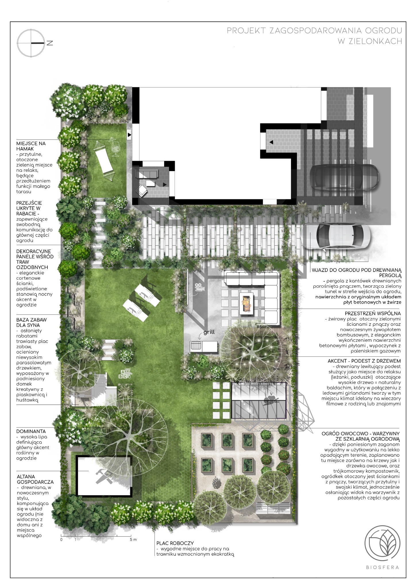 Projekt ogrodu wielofunkcyjnego w Zielonkach