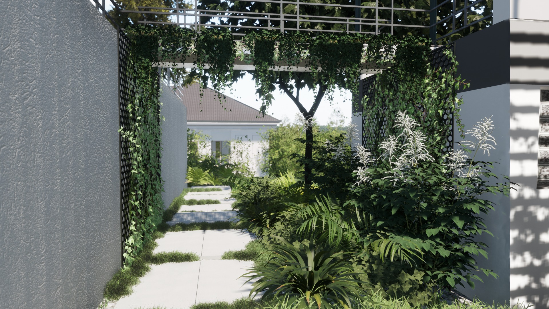 Wizualizacja - projekt ogrodu wielopoziomowego w Masłomiącej