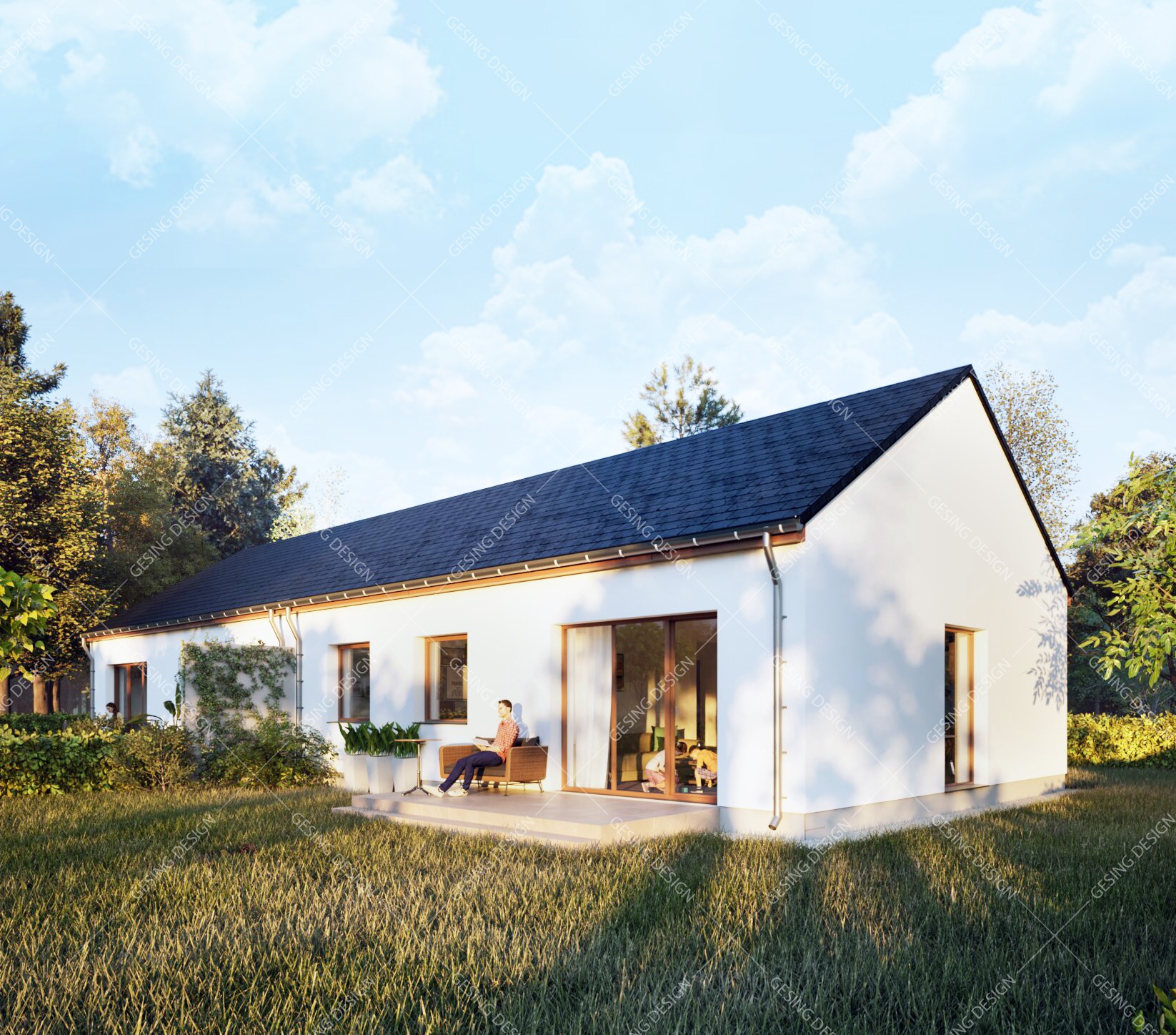 Budynek jednorodzinny dwulokalowy W Gniewomirowicach. Projekt budowlany.