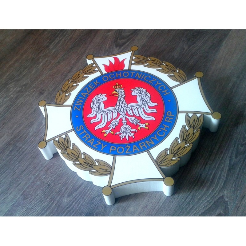 Logo ZOSP, wykonane ze styroduru z licem z PCV z nadrukiem UV