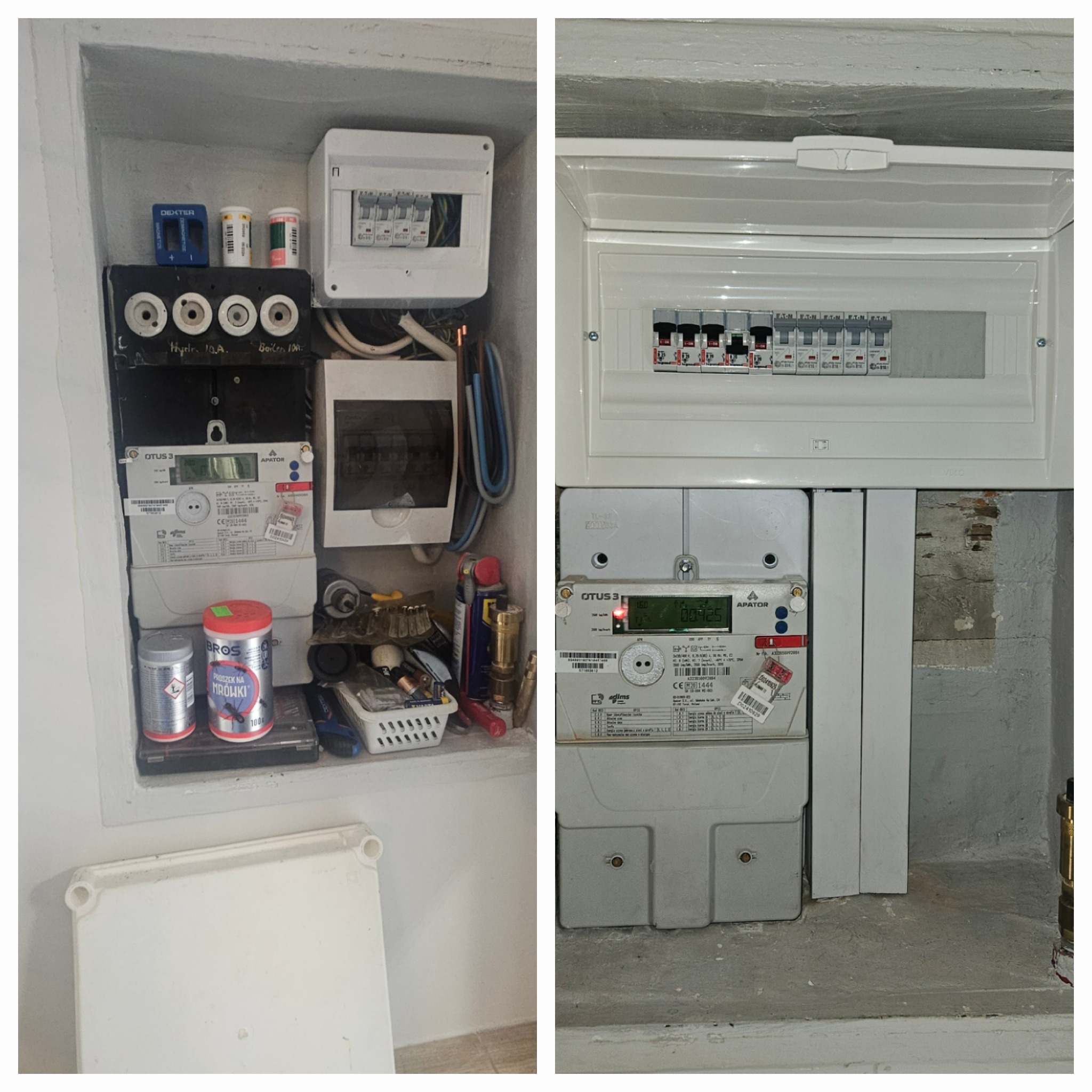 Przerobienie rozdzielni stara na nową.