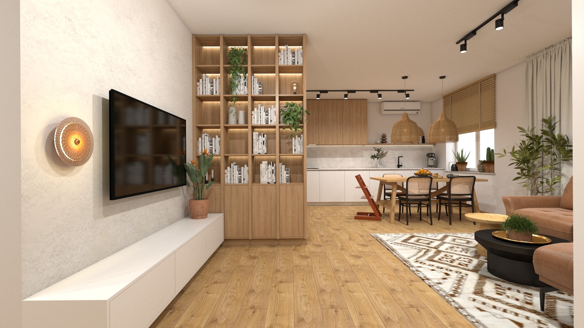 Projekt mieszkania z elementami boho