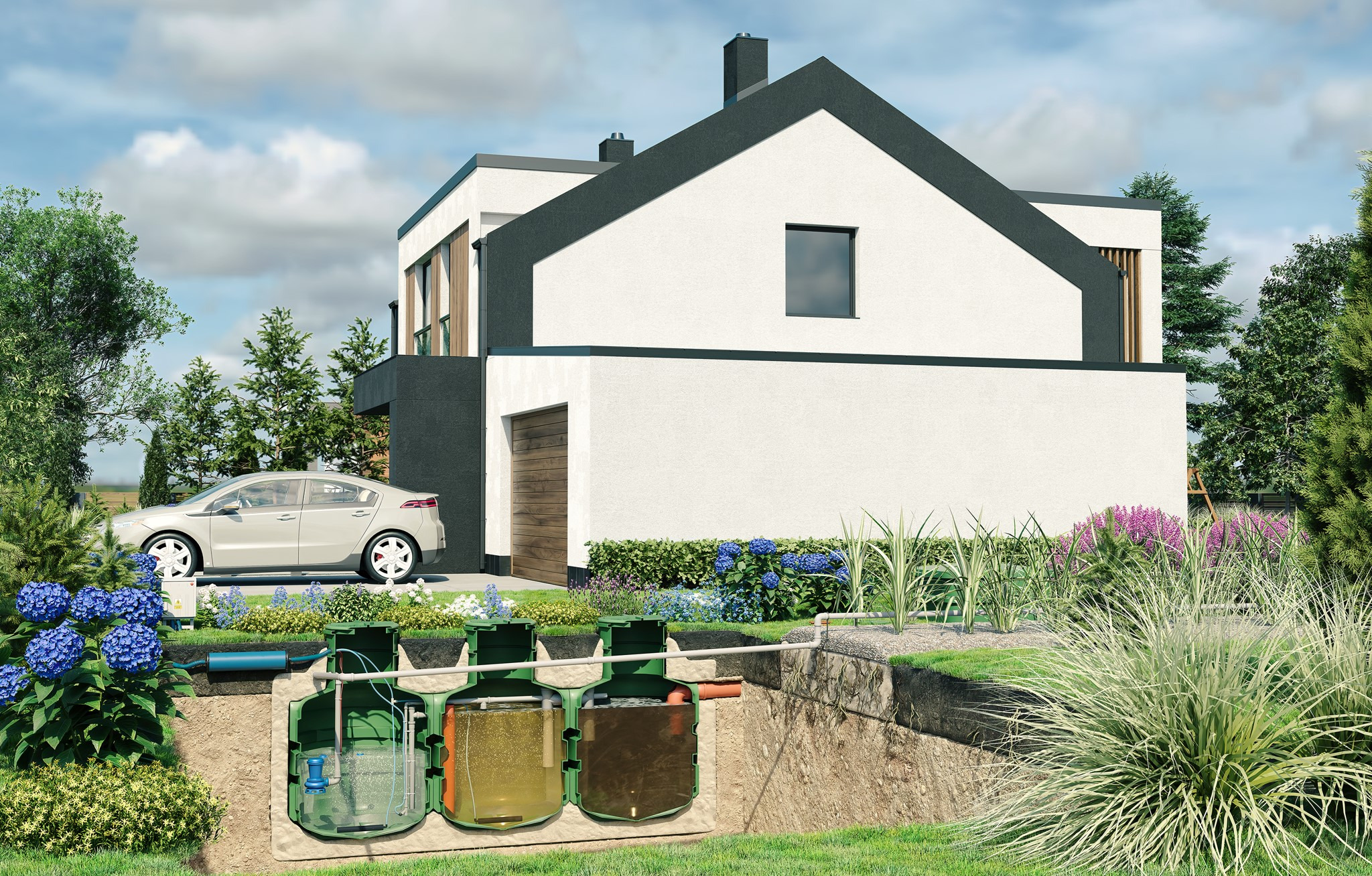 Oczyszczalnia przekrój z widokiem