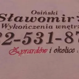 Wizyt&oacute;wka firmy 'Sławomir Osiński', oferującej usługi z zakresu wykończenia wnętrz, z numerem telefonu 782-531-873 i informacją o obszarze działania: Żyrard&oacute;w i okolice.