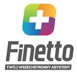 Logo firmy Finetto z kolorowym symbolem plusa i szarym napisem 'Finettto' oraz hasłem 'TWÓJ WSZECHSTRONNY ASYSTENT'.