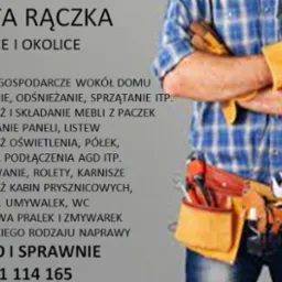 Ogłoszenie usług Złotej Rączki z Kielc i okolic, oferującej prace gospodarcze, montaż mebli, układanie paneli, montaż oświetlenia, malowanie, montaż kabin prysznicowych, naprawę pralek i zmywarek...