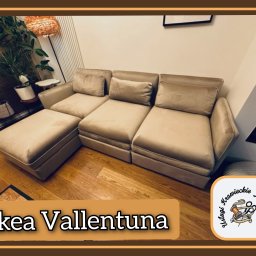 Pokrowce na sofę Ikea Vallentuna wykonane na podstawie starych pokrowców.