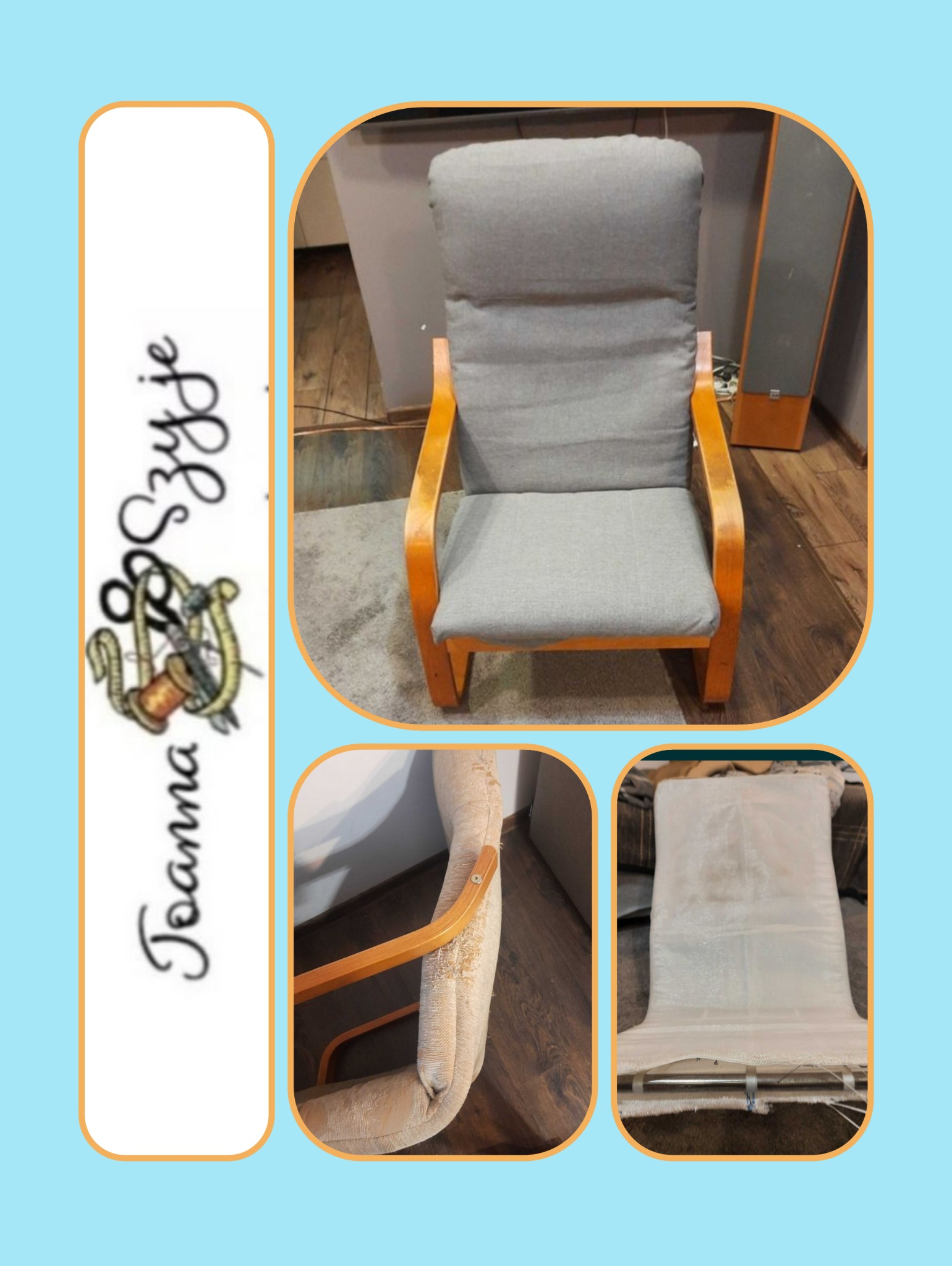 Nowy pokrowiec uszyty na podstawie dosłanego starego obicia.