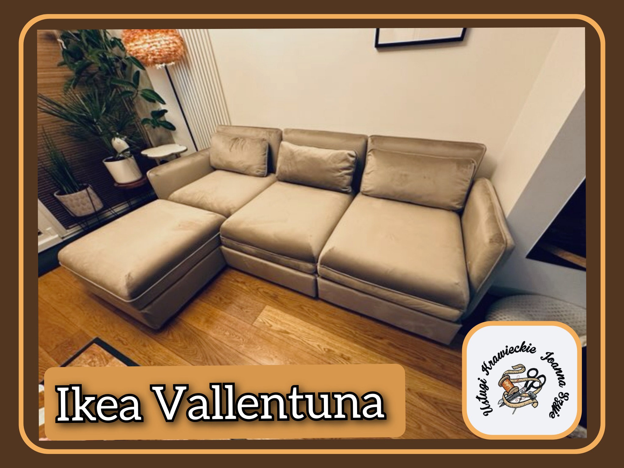 Pokrowce na sofę Ikea Vallentuna wykonane na podstawie starych pokrowców.