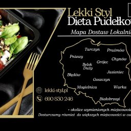 Lekki Styl Dieta Pudełkowa  Catering Dietetyczny Dostawy Lokalnie: Grójec, Chynów, Pniewy, Białobrzegi, Mogielnica, Belsk , Błędów , Jasieniec , Goszczyn Tarczyn , Prażmów , 
Chynów . 
Dostawy w Polsce Warszawa i wszystkie większe miejscowości w kraju. 
