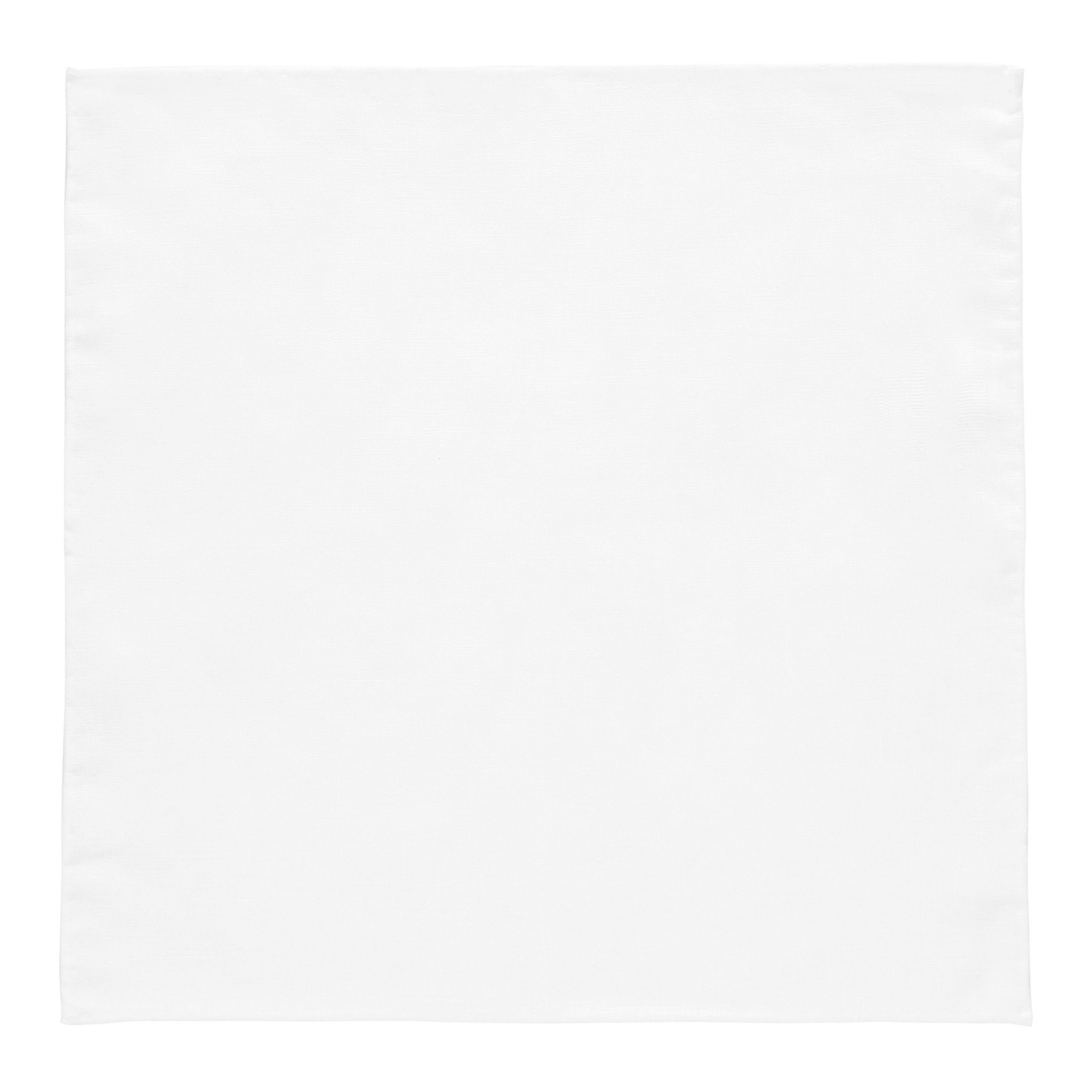 Biała, kwadratowa chusteczka do garnituru z delikatną fakturą materiału, leżąca płasko na białym tle.