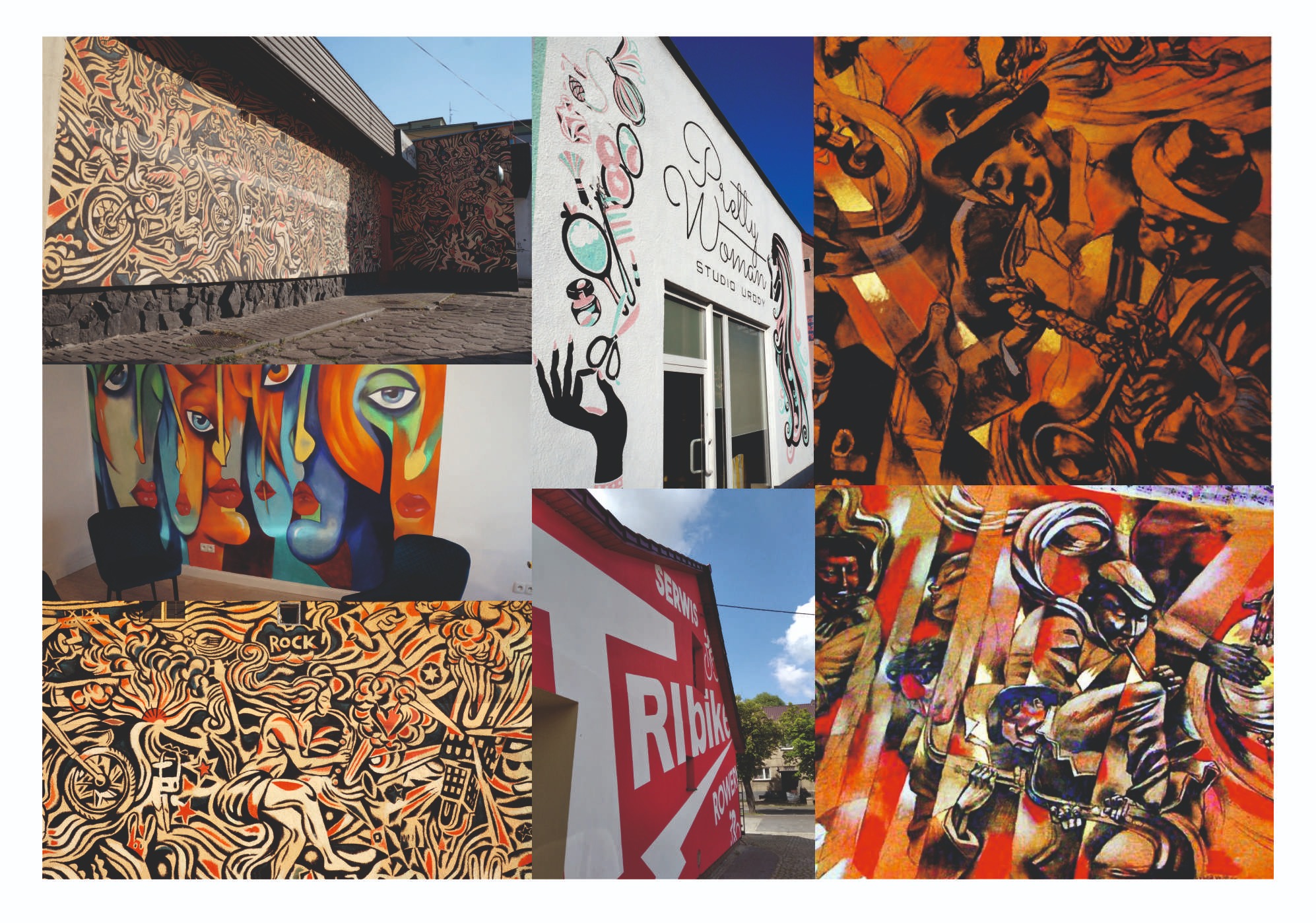 przykłady murali, farby winylowe i akrylowe na tynku